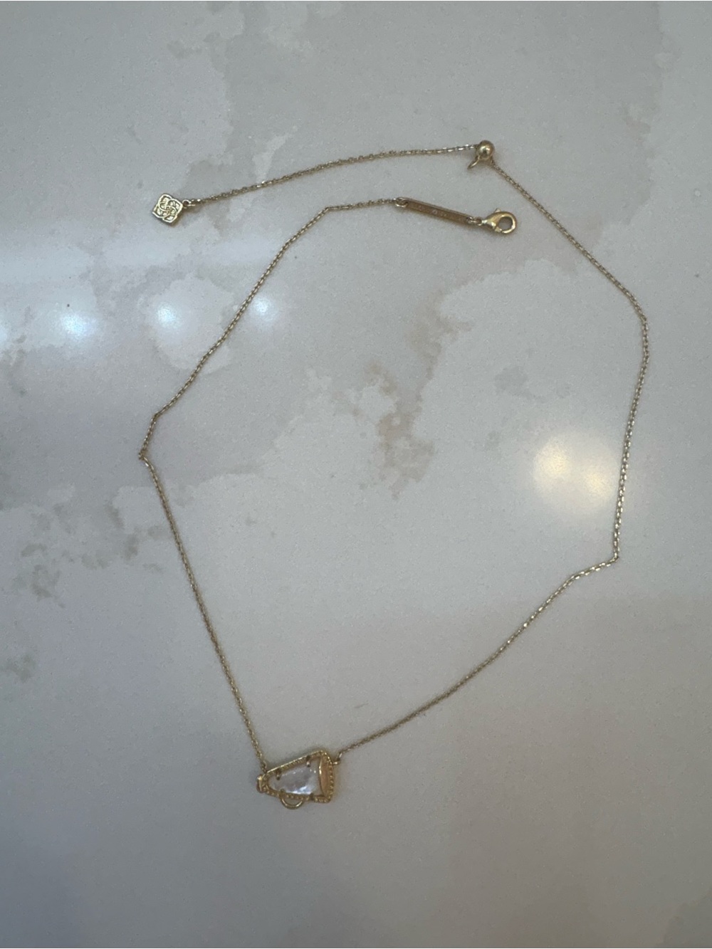 Kendra Scott Gold Clear Crystal Megaphone Pendant Necklace